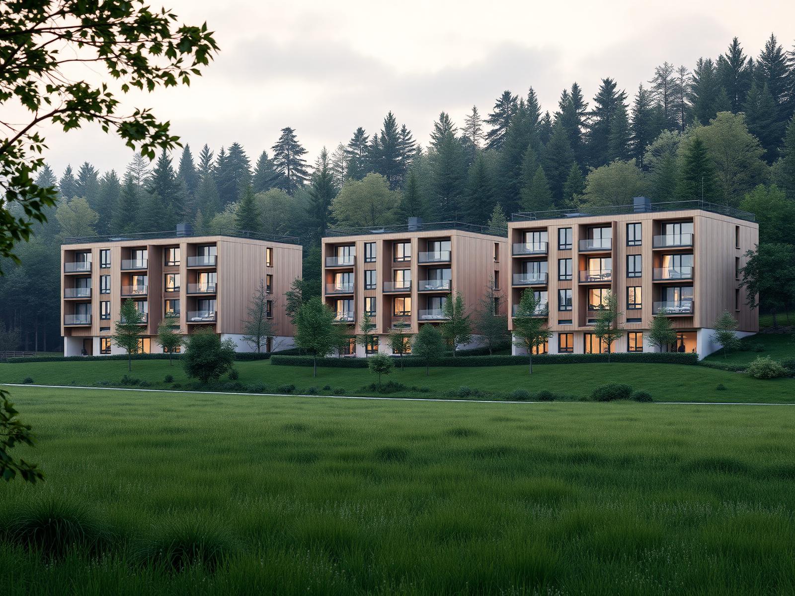 Mikkelstunet — three modern Nordic apartment buildings in Krokstadelva